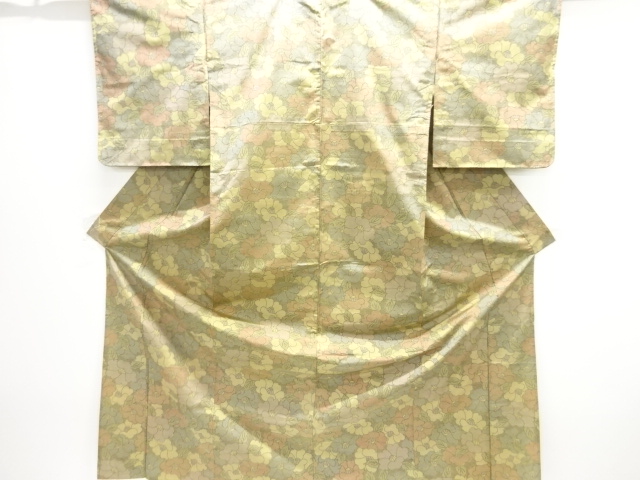 JAPANESE KIMONO / OMESHI / NISHIJIN-ORI / HITOE / WOVEN CAMELLIA